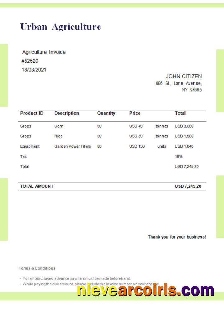 USA Urban Agriculture Invoice Photolook