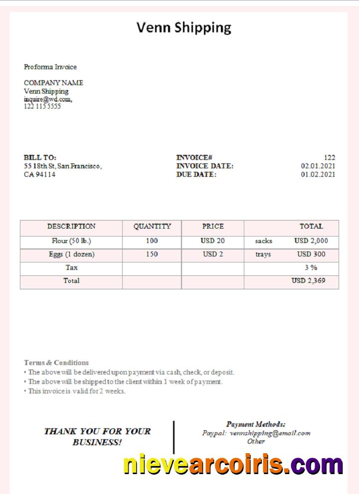 USA Venn Shipping Invoice Photolook