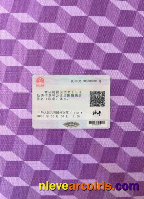 Professional China Foreign Embassyconsulate Authentication Label Notary Stamp PSD Template Photolook FRONT