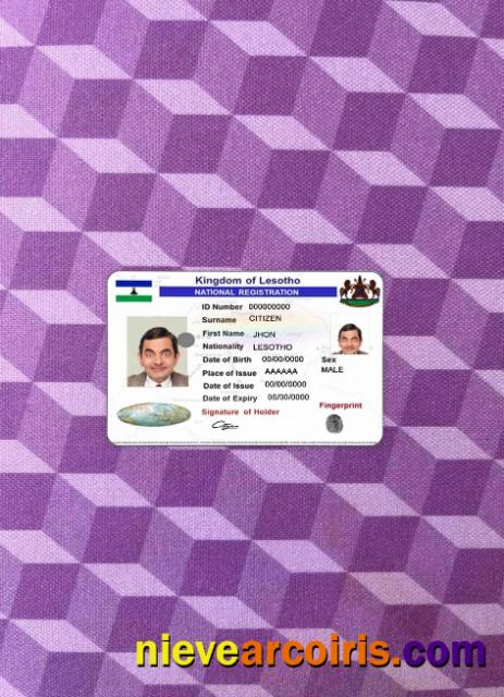 Lesotho National Registration Photolook FRONT Sample