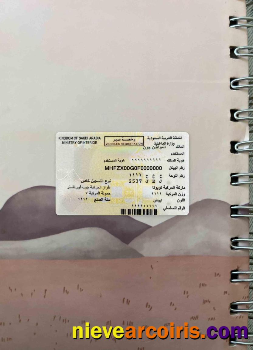 Saudi Arabia Vehicles Registration Photolook FRONT Photolook