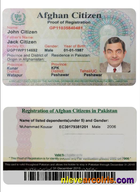 AFGHANISTAN Citizen Proof Of Registration Card PSD Sample