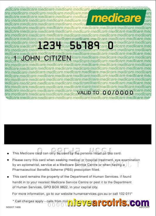 Australia Medicare Card Sample