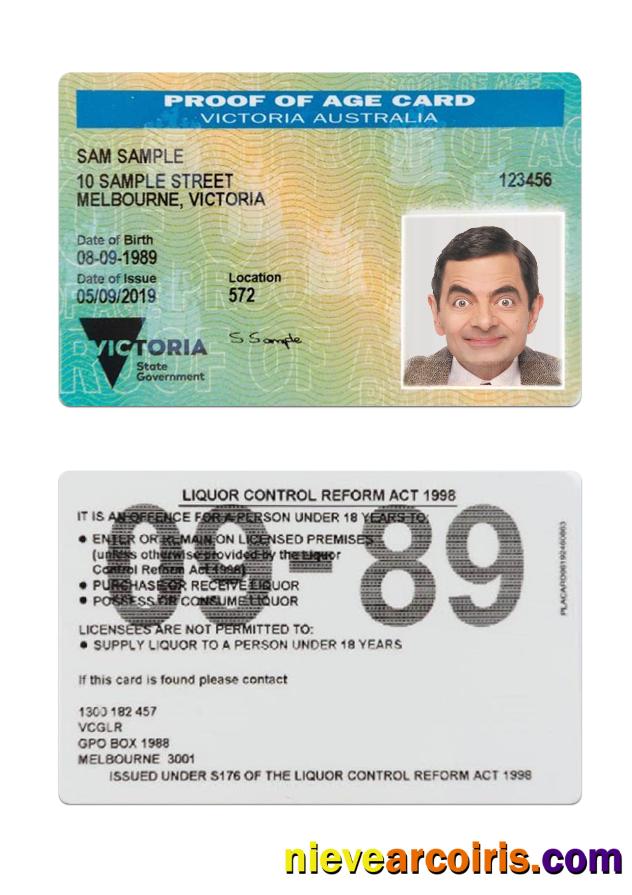 Australia Victoria Proof Of Age Card Preview