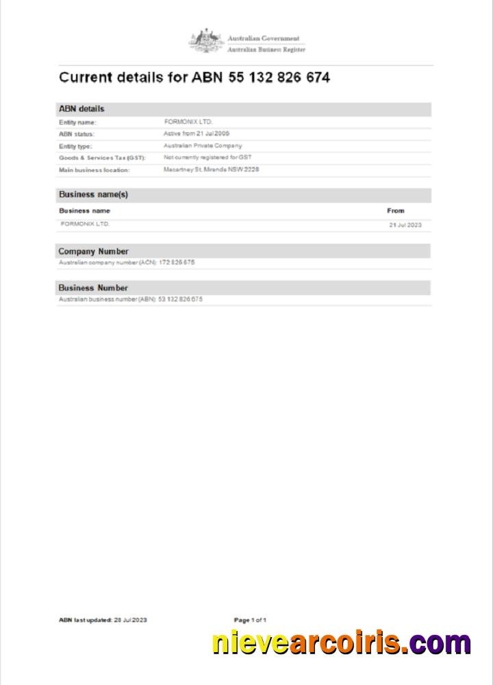 Professional Australia Business Registration Word And PDF Template Scr