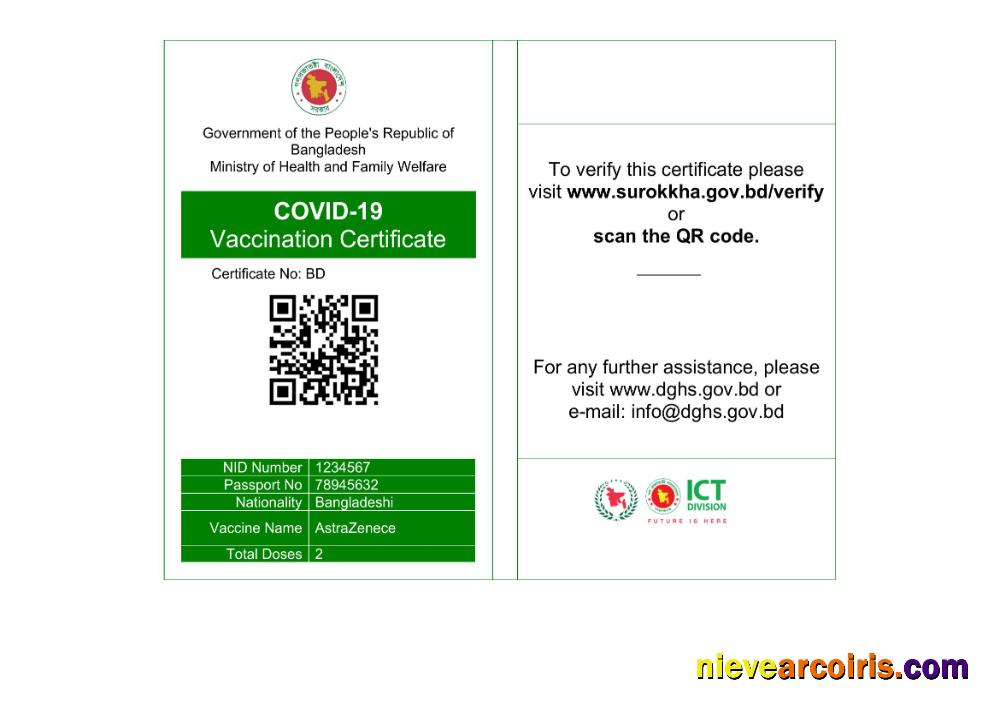 Editable Bangladesh COVID 19 Vaccination Certificate Word And PDF Template