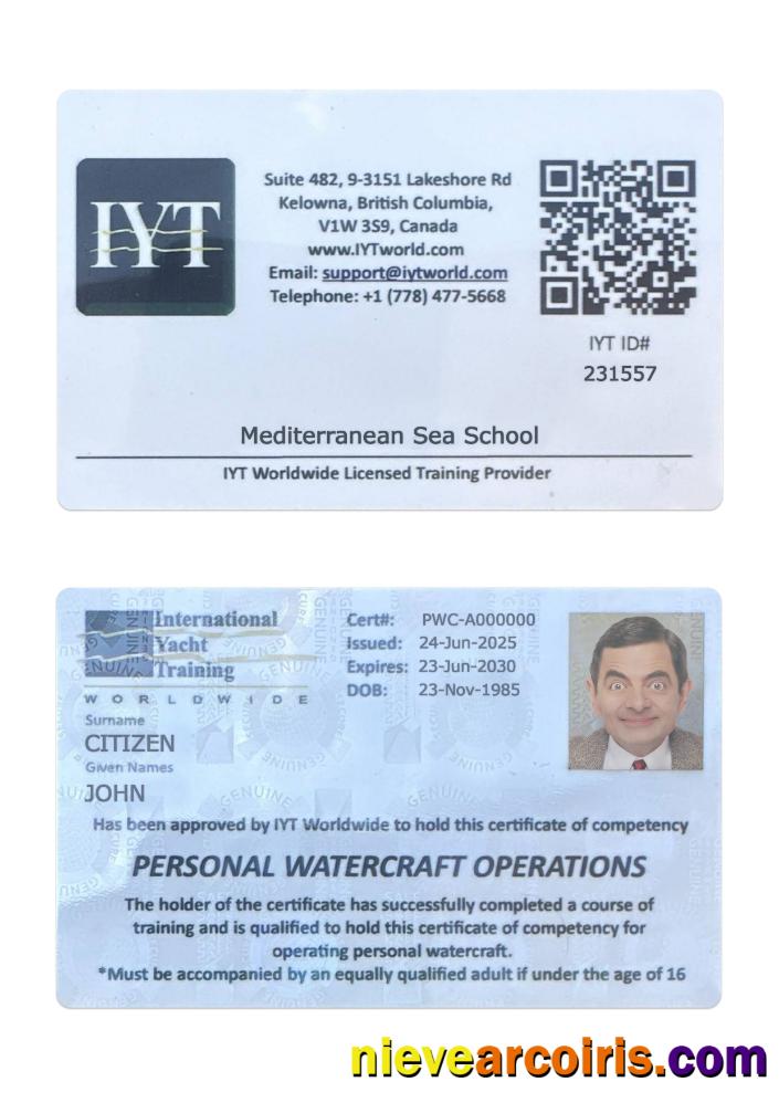 Canada British Columbia International Yacht Training Card Preview