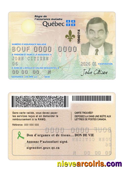 Canada Québec Health Insurance Card Photolook