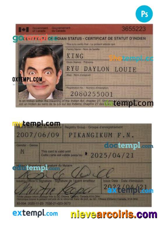 Canada Certificate Of Indian Status Photolook