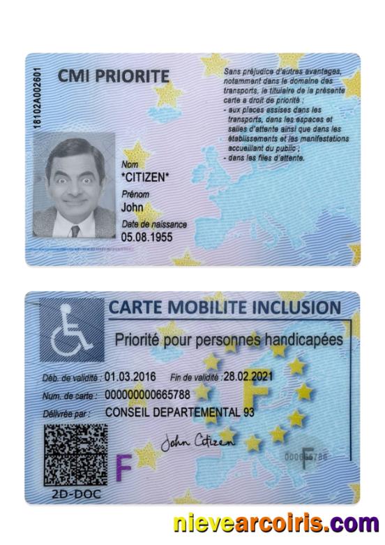 France Carte Mobilite Inclusion (CMI) Sample
