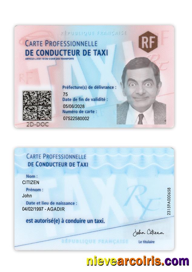 France Taxi Driver ID Card Sample