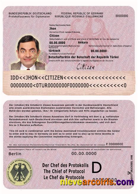 Germany Protokollausweis Für Diplomaten Template