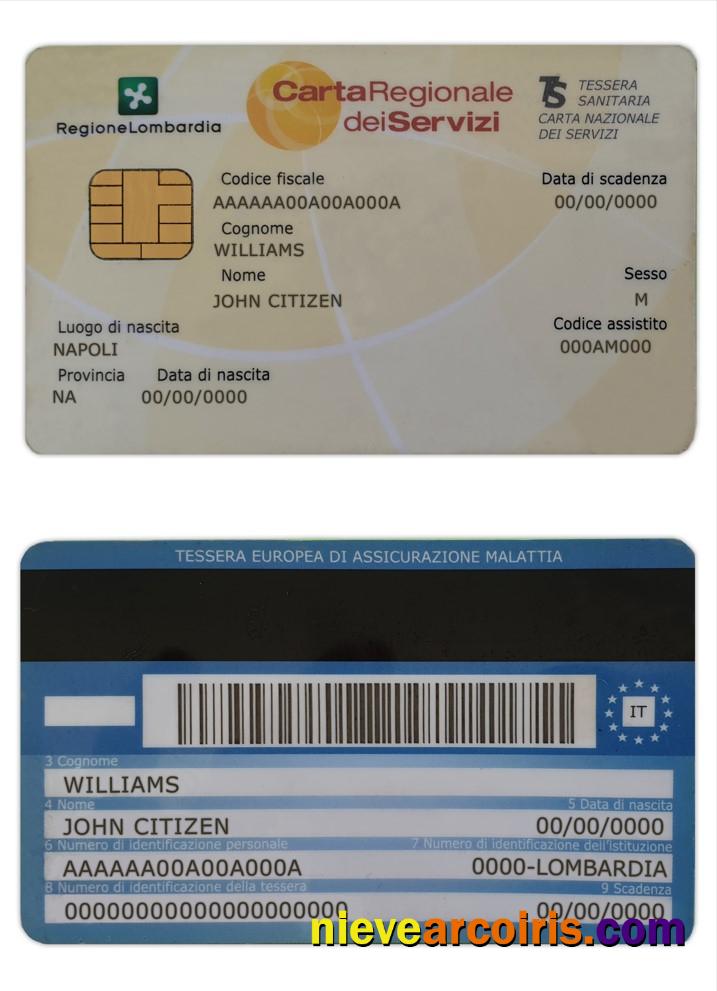 Italy Health Insurance Card (Tessera Sanitaria) Photolook