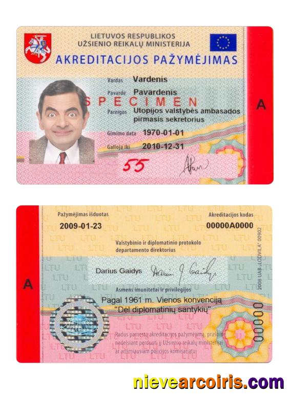 Lithuania Accreditation Certificate Card Sample