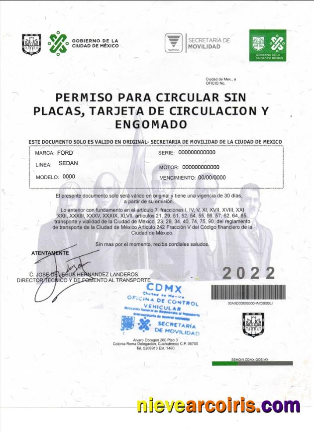Mexico Permiso Para Circular Sin Placas Template