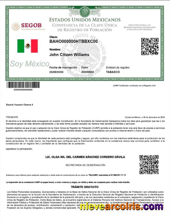 Editable Mexico Registro De Poblacion De Mexico (CURP Number) PSD Template, Version 2