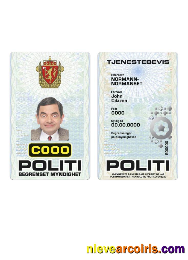 Norway Police ID Card Sample