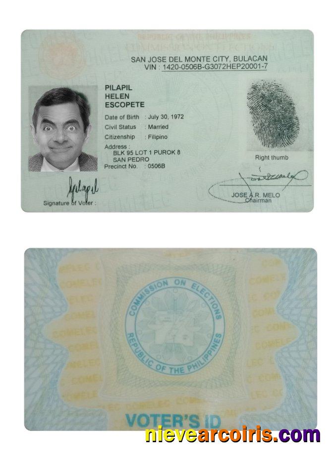 Philippines San Jose Del Monte Voters ID Card Preview