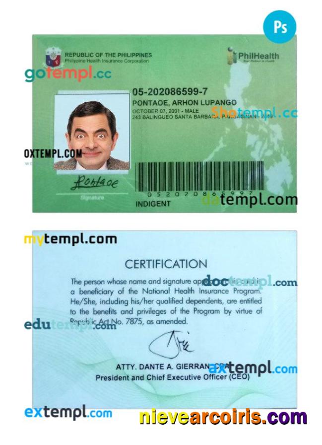 Philippines Health Insurance Card Template