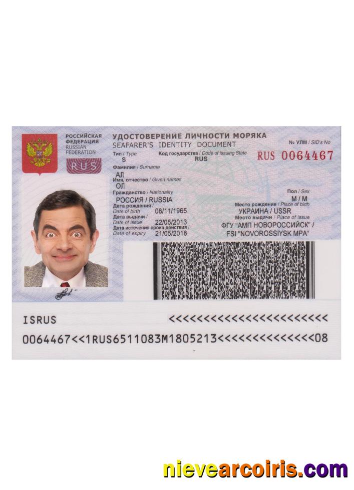 Russia Seafarers Identity Document Template