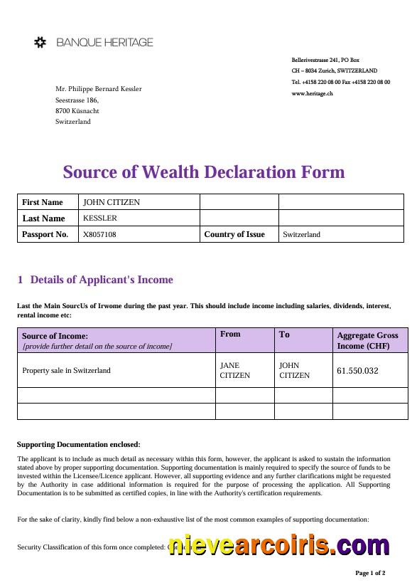 Switzerland Source Of Wealth Declaration Heritage Bank Photolook