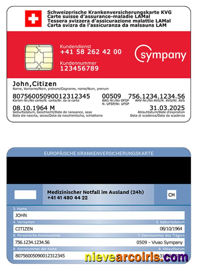 Switzerland Health Insurance Card Template
