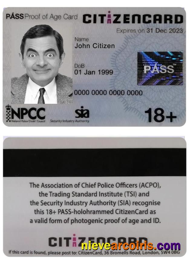 UK Pass Citizen Card Sample