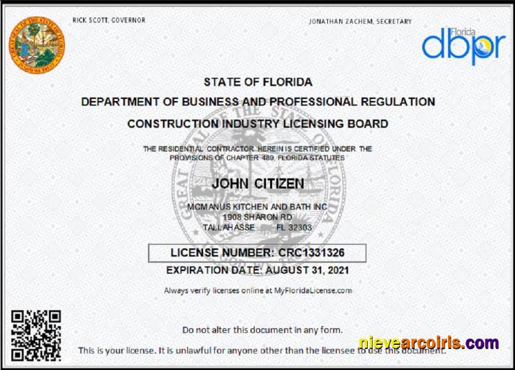 USA Florida Contractor Business License Photolook