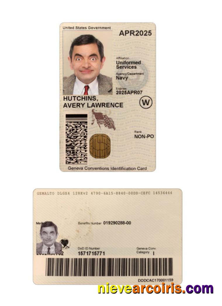 USA Geneva Conventions ID Card Preview
