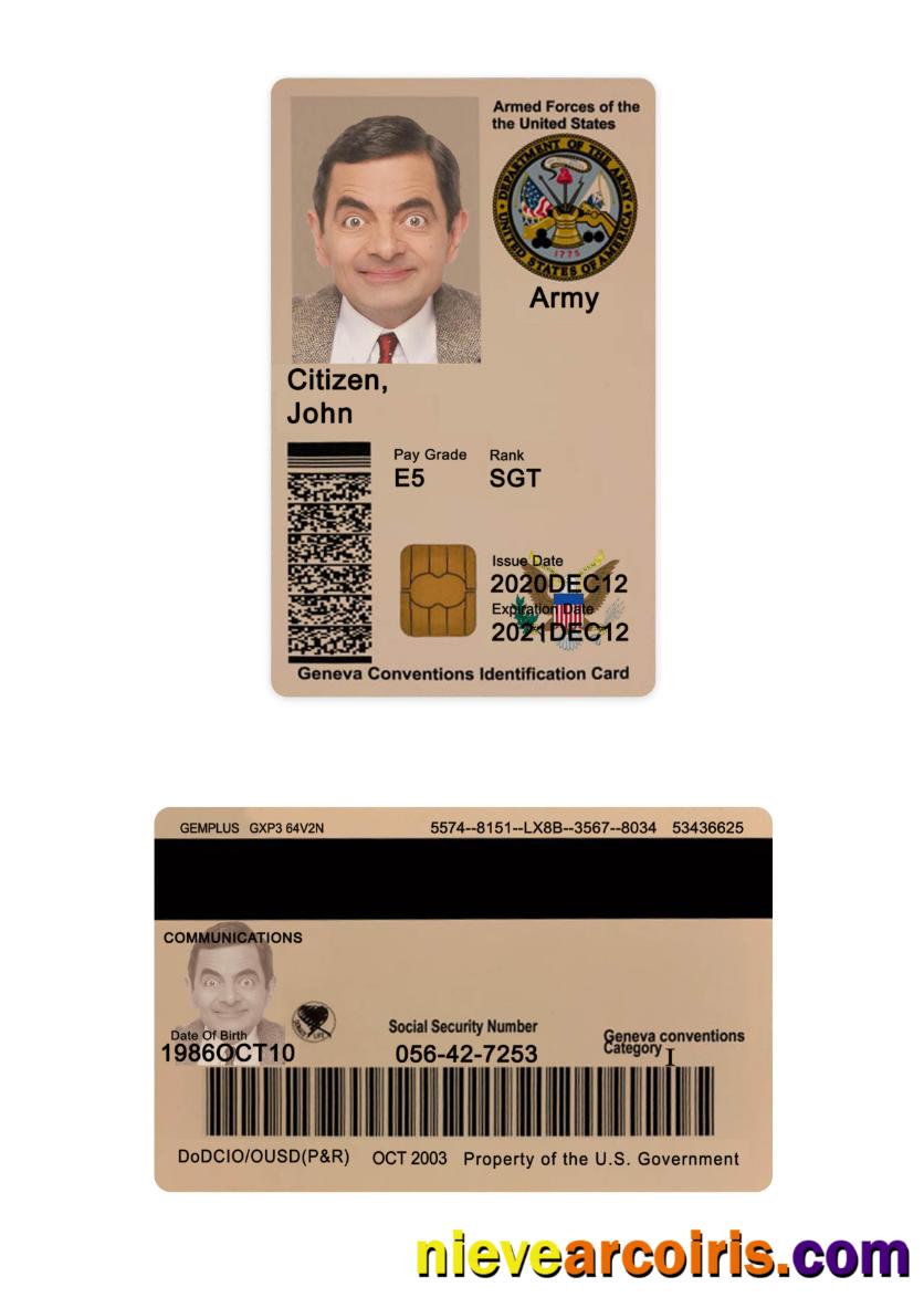 USA Military ID Card Preview