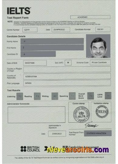 United Kingdom Ielts Report Form Preview