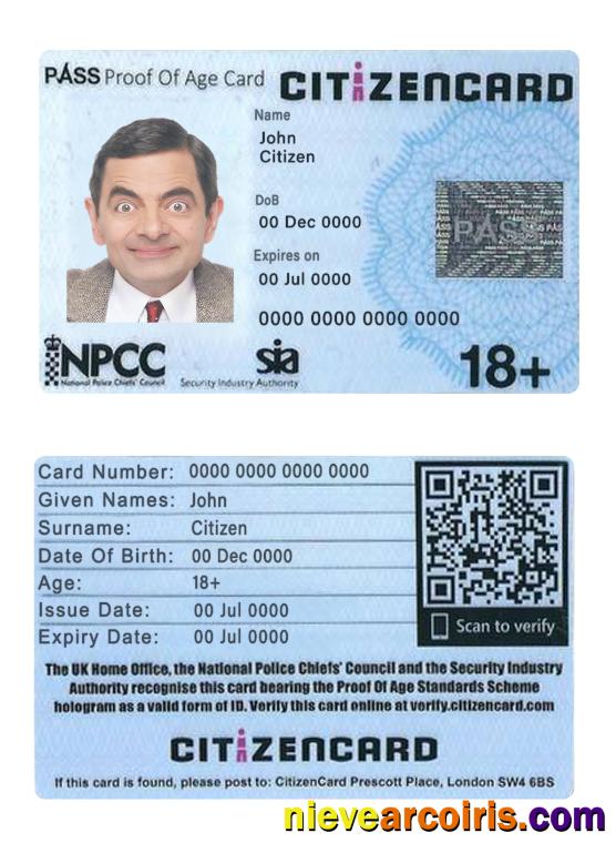 United Kingdom Pass Proof Of Age Citizencard Photolook