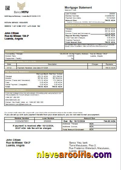 Angola Banco Yetu Bank Mortgage Statement Scr Preview