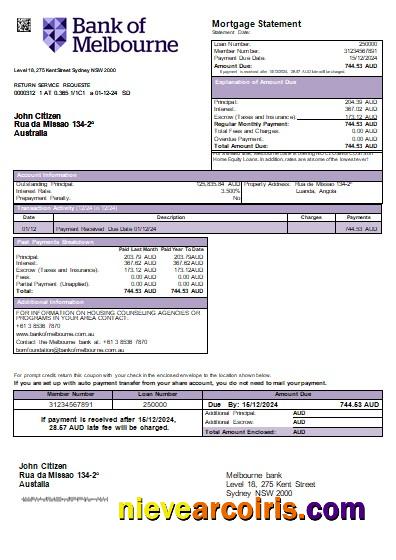 Australia Bank Of Melbourne Bank Mortgage Statement Scr Photolook