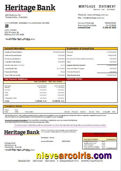 Australia Heritage Bank Mortgage Statemen Scr Photolook
