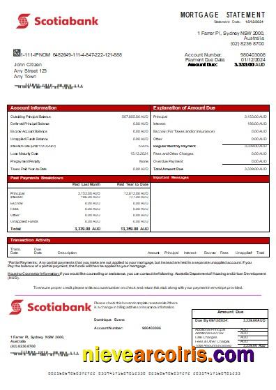 Australia Scotiabank Bank Mortgage Statement Scr Photolook