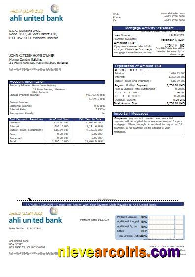 Bahrain Ahli United Bank Mortgage Statement Scr Photolook