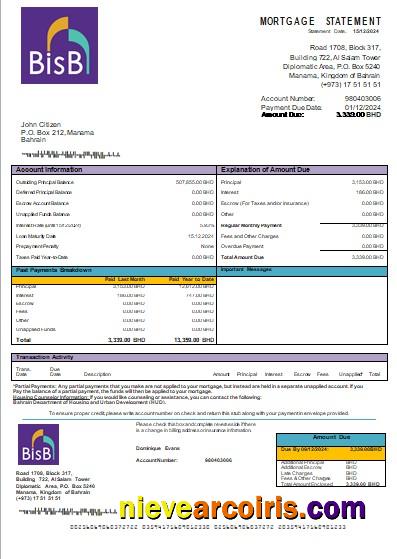 Bahrain BISB Bank Mortgage Statement Scr Preview
