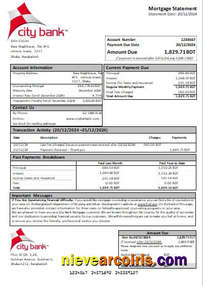 Bangladesh City Bank Bank Mortgage Statement Scr Photolook