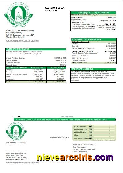 Bangladesh Islami Bank Mortgage Statement Scr Sample