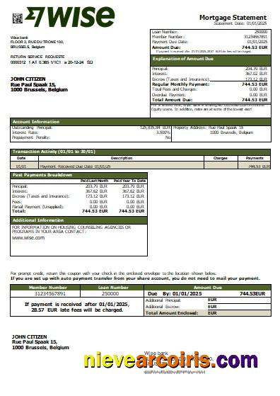 Belgium Wise Bank Mortgage Statement Scr Photolook