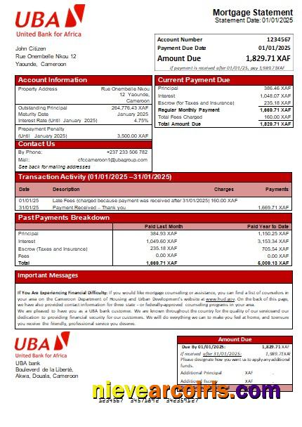 Cameroon UBA Bank Mortgage Statement Scr Photolook