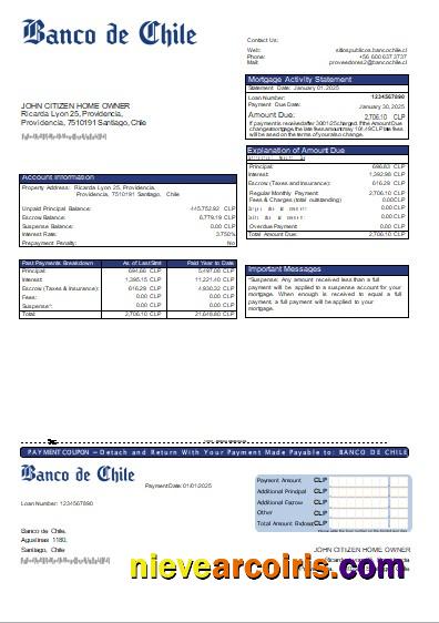 Chile Banco De Chile Bank Mortgage Statement Scr Preview