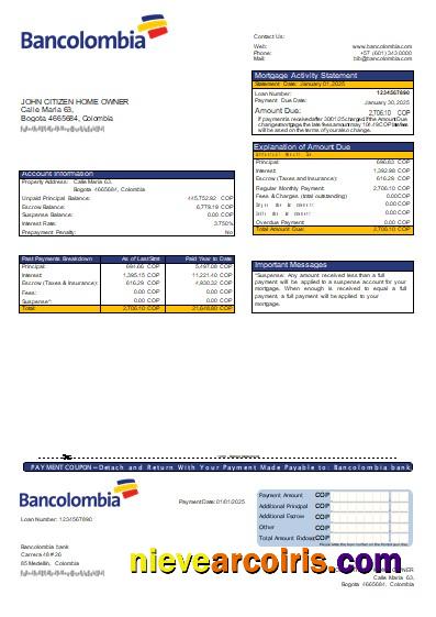 Colombia Bancolombia Bank Mortgage Statement Scr Preview
