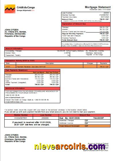 Congo Credit Du Congo Bank Mortgage Statement Scr Template