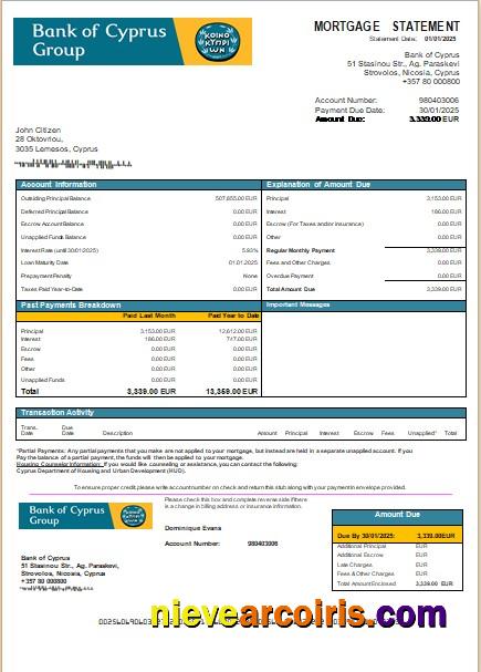 Cyprus Bank Of Cyprus Bank Mortgage Statement Scr Sample