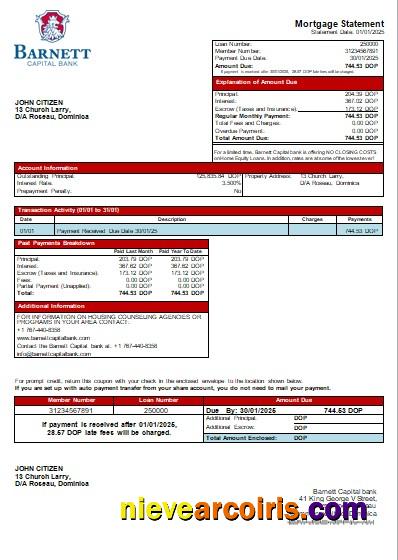 Dominica Barnett Capital Bank Mortgage Statement Scr Preview