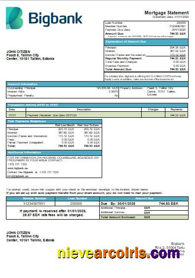 Estonia Bigbank Bank Mortgage Statement Scr Preview