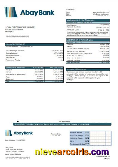 Ethiopia Abay Bank Mortgage Statement Scr Preview