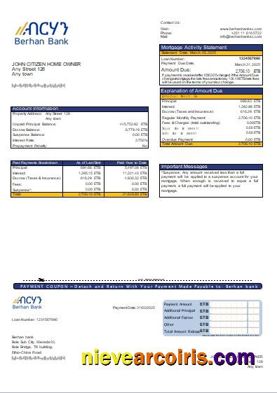 Ethiopia Berhan Bank Mortgage Statement Scr Template